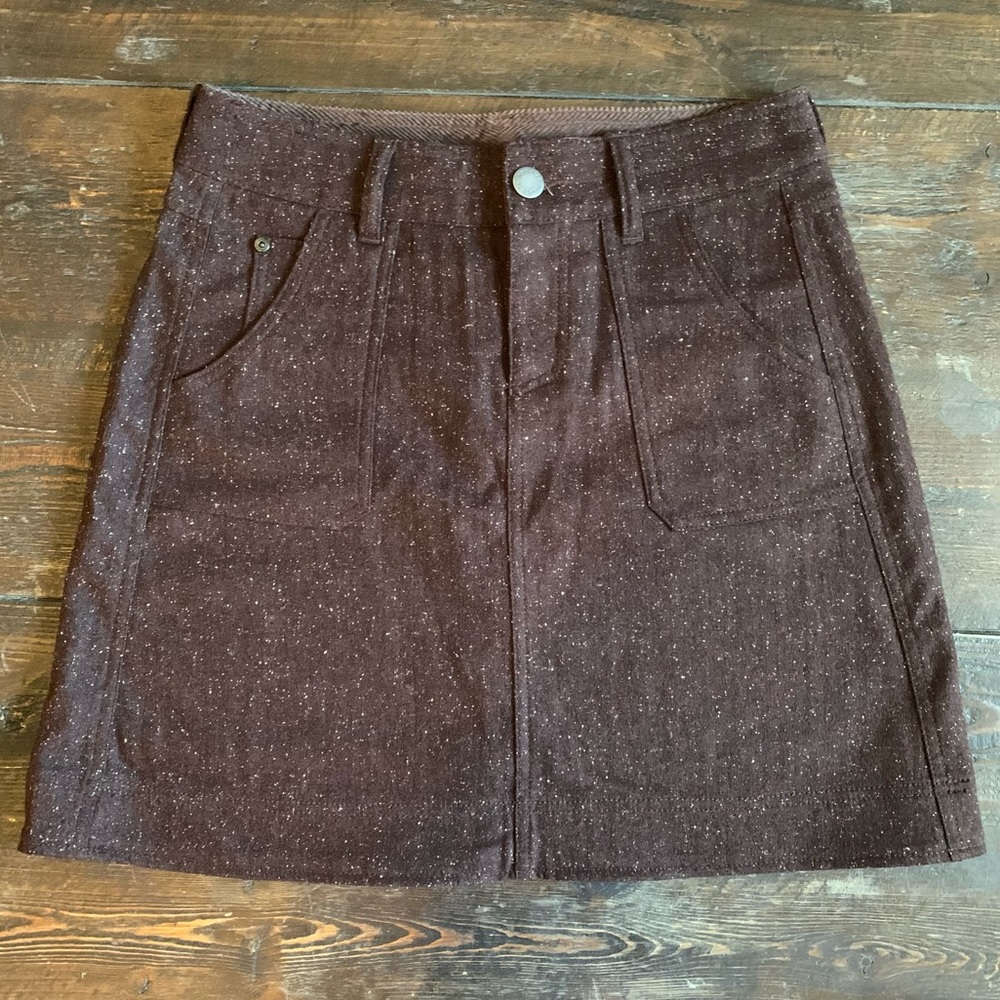 Woolrich Woodlyn Brown With White Speckles Wool Blend A Line Mini Skirt
